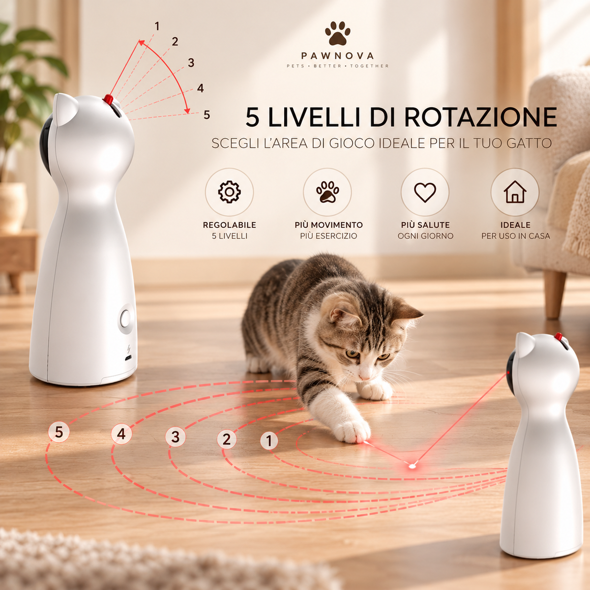PAWNOVA™ LaserPlay – Gioco Laser Interattivo per Gatti