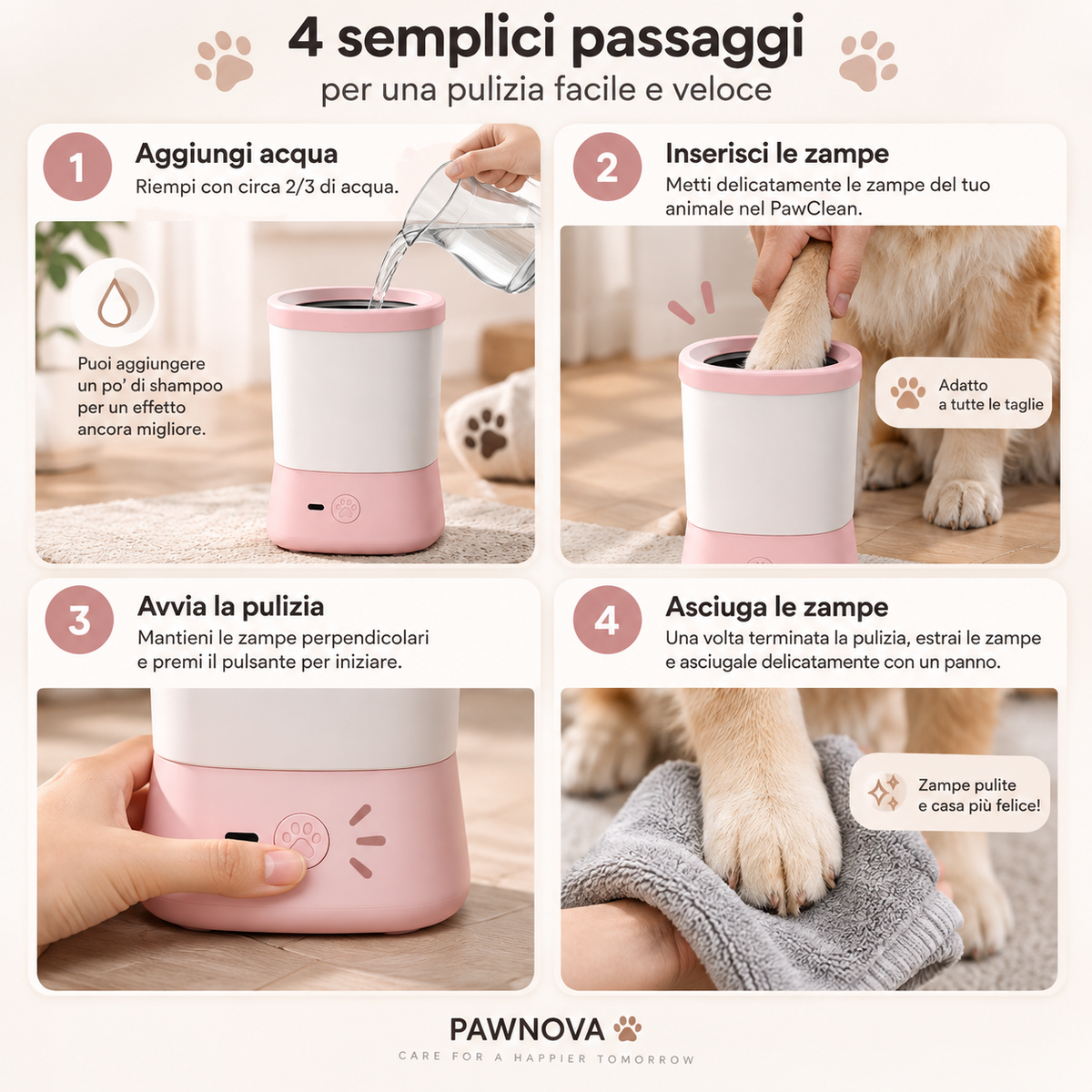 PAWNOVA™ PawClean – Pulitore Zampe per Cani e Gatti
