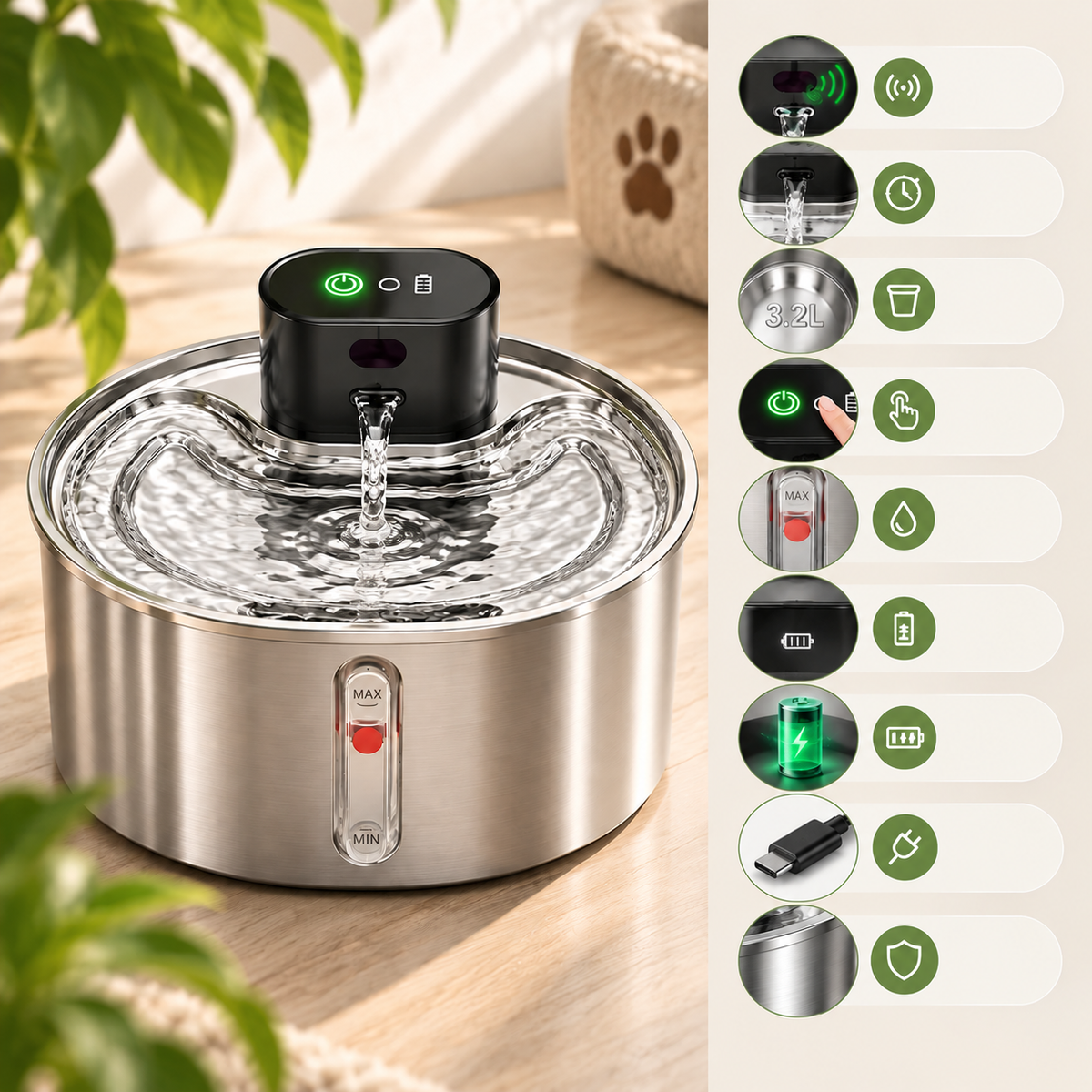 PawNova AquaFlow™ – Fontana d'Acqua Automatica per Cani e Gatti